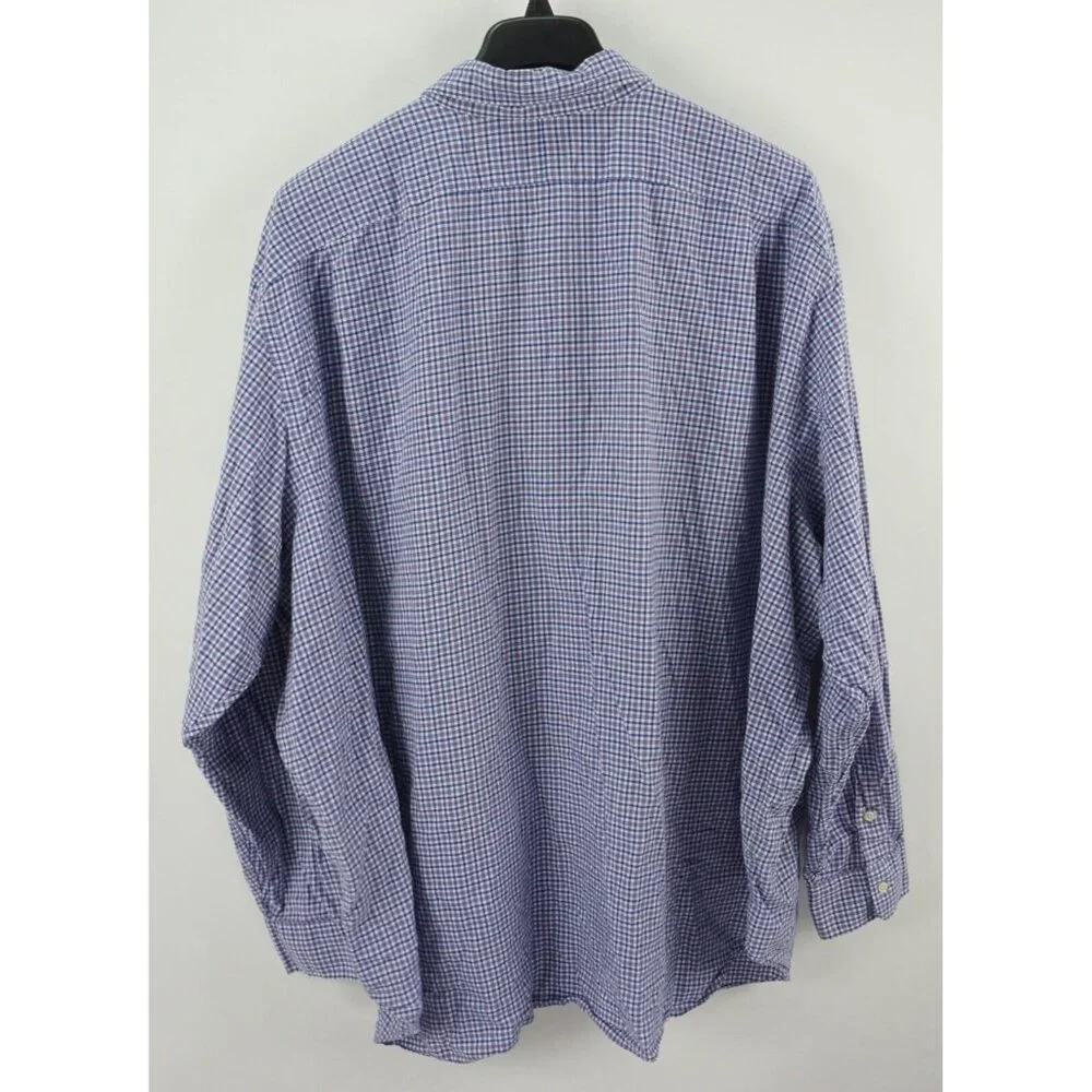 Polo Ralph Lauren Men's 5XB Blue Purple Check Brushed Twill Pony Button Up Shirt